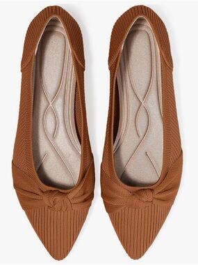 Knit Pointed Ballet Flats with Knot Accent 🧑‍🩰